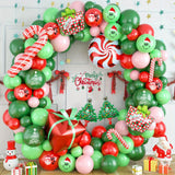 114pcs Christmas Balloon Garland Kit - Aluminum Foil & Latex Balloon Set for Holiday Decoration, Includes Red & Green Balloons with Festive Designs, Perfect for New Year's, Birthday & Party Décor, Suitable for Ages 14+