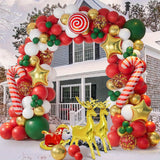 112pcs Festive Christmas Balloon Arch Kit: Red, White, Green & Golden Latex Balloons, Candy Canes, Stars, And More for Holiday Decorations