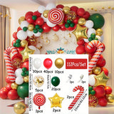 112pcs Festive Christmas Balloon Arch Kit: Red, White, Green & Golden Latex Balloons, Candy Canes, Stars, And More for Holiday Decorations