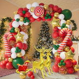 112pcs Festive Christmas Balloon Arch Kit: Red, White, Green & Golden Latex Balloons, Candy Canes, Stars, And More for Holiday Decorations
