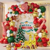 112pcs Festive Christmas Balloon Arch Kit: Red, White, Green & Golden Latex Balloons, Candy Canes, Stars, And More for Holiday Decorations