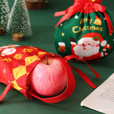 Santa Claus Christmas Eve Apple Gift Bag - Festive Canvas Drawstring Pouch for Holiday Candy & Fruit Packaging, Best for Christmas