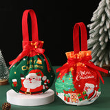 Santa Claus Christmas Eve Apple Gift Bag - Festive Canvas Drawstring Pouch for Holiday Candy & Fruit Packaging, Best for Christmas