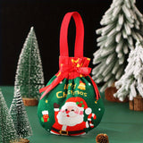 Santa Claus Christmas Eve Apple Gift Bag - Festive Canvas Drawstring Pouch for Holiday Candy & Fruit Packaging, Best for Christmas