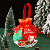 Santa Claus Christmas Eve Apple Gift Bag - Festive Canvas Drawstring Pouch for Holiday Candy & Fruit Packaging, Best for Christmas