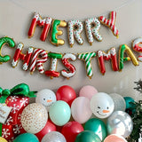 Christmas Merry & Bright Balloon Banner Set - 3D Letter Foil Balloons for Party Decor, Candy Style Santa, Snowman, Reindeer - No Electricity Needed, Featherless, Christmas Holiday Decoration Supplies