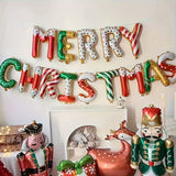 Christmas Merry & Bright Balloon Banner Set - 3D Letter Foil Balloons for Party Decor, Candy Style Santa, Snowman, Reindeer - No Electricity Needed, Featherless, Christmas Holiday Decoration Supplies
