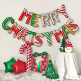 Christmas Merry & Bright Balloon Banner Set - 3D Letter Foil Balloons for Party Decor, Candy Style Santa, Snowman, Reindeer - No Electricity Needed, Featherless, Christmas Holiday Decoration Supplies