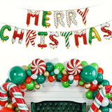 Christmas Merry & Bright Balloon Banner Set - 3D Letter Foil Balloons for Party Decor, Candy Style Santa, Snowman, Reindeer - No Electricity Needed, Featherless, Christmas Holiday Decoration Supplies