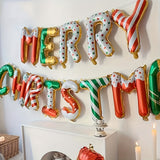 Christmas Merry & Bright Balloon Banner Set - 3D Letter Foil Balloons for Party Decor, Candy Style Santa, Snowman, Reindeer - No Electricity Needed, Featherless, Christmas Holiday Decoration Supplies