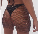 2025 Popular,  2020ins Popular trade New rhinestone bright diamond net drill fishing net small vest skirt set fz1348