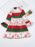 Whimsical Graphic Print Long Sleeve Party Dress for Girls - Soft, Comfortable, and Adorable for Fall and Christmas Celebrations - Perfect Gift for Little Ones