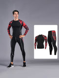 Mens High-Performance Compression Running Outfit - Moisture-Wicking Skin-Fit Shirt & Pants Set - Ideal for Gym, Fitness, Yoga, Base Layer Thermal Wear
