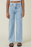 hulianfu - Light Blue Casual Butterfly Print Patchwork High Waist Regular Denim Jeans