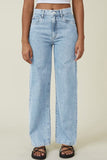 hulianfu - Light Blue Casual Butterfly Print Patchwork High Waist Regular Denim Jeans