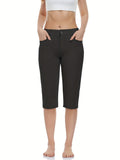 Versatile Women's Stretch Capris - Comfy Pockets, Flexible Fit for Office, Golf & Yoga