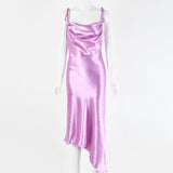 2025 fashion and sexy suspender collar irregular long dress  spring new backless waist and thin dress