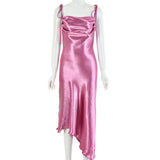2025 fashion and sexy suspender collar irregular long dress  spring new backless waist and thin dress