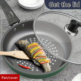 9.5-Inch Premium Non-Stick Cast Iron Skillet with Mirror Satin Finish, Thick Base, and Green Handle - Dishwasher Safe, Compatible with Smooth Surface Non-Induction Stovetops for Cooking Eggs, Steak, Pancakes