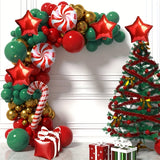 Christmas Balloons Garland Arch Kit - Red Green Gold Confetti Balloons With Candy Mylar Balloons For Christmas Holiday Candy Theme Baby Shower Birthday Xmas Party
