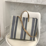 HULIANFU  autumn and winter new Korean Dongdaemun striped canvas bag, simple portable canvas bag, one-shoulder women's bag wholesale