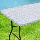 1pc Baroque Vinyl Rectangle Table Cover - Waterproof Tablecloths with Elastic Edge and Fleece Backing for Picnic, Camping, Outdoor Use, Decorative Home Supplies with Easy Clean and Durable Performance
