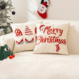 2pcs, Christmas Embroidery Home Decorative Pillow Covers, Santa Deer Gnomes Exquisite Tufted Punch Farmhouse Couch Pillowcases, 18*18in, Cozy Holiday Home Decor for Sofa & Bedroom & Outdoor & Living Room, Set of 2, Without Pillow Inserts