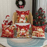 Set of 4 Contemporary Christmas Throw Pillow Covers - 18" x 18" Vibrant Polyester Cushion Cases with Secure Zipper Closure, Machine Washable, Festive Santa and Snowman Designs - Perfect for Living Room, Sofa, Bed Decor - Pillow Inserts Not Included