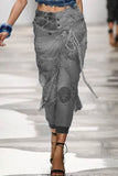 hulianfu - Grey Fashion Street Solid Patchwork Mid Waist Harlan Denim