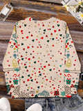 Women's Festive Christmas Snowman Print Crew Neck Sweatshirt - Casual Long Sleeve Pullover, Breathable Polyester Blend, Machine Washable, Stretch Fit for All Seasons