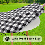 1pc Round Waterproof Vinyl Tablecloth with Elastic Edge and Flannel Backing - Easy to Clean, Wipeable, and Durable - Perfect for Indoor and Outdoor Use on Patios, Terraces, and Gardens