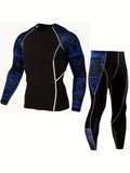 Mens High-Performance Compression Running Outfit - Moisture-Wicking Skin-Fit Shirt & Pants Set - Ideal for Gym, Fitness, Yoga, Base Layer Thermal Wear