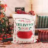 Christmas Burlap Drawstring Gift Bag - Large Festive Print Design With Twine Accessory for Holiday Party Decor, Candy and Present Packaging (18.89in x 25.9in) - Pack of X