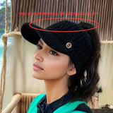 Cozy Knit Ponytail Visor Cap For Women - Thick Fleece-Lined, Ear Protection, Stretch Fit Baseball Hat For Fall/Winter