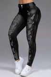 hulianfu - Dark Blue Fashion Casual Solid Ripped Patchwork High Waist Skinny Denim Jeans