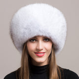 Winter Real Fox Fur Hats For Women Winter Stylish Russian Thick Warm Beanie woman Hat Natural Fluffy Fur Caps With Tail