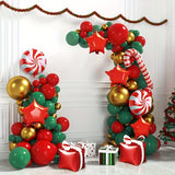 Christmas Balloons Garland Arch Kit - Red Green Gold Confetti Balloons With Candy Mylar Balloons For Christmas Holiday Candy Theme Baby Shower Birthday Xmas Party