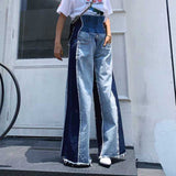 hulianfu Patchwork High Waist Unique Wide-legged Jeans