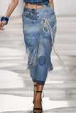 hulianfu - Grey Fashion Street Solid Patchwork Mid Waist Harlan Denim