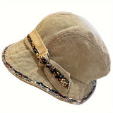 Womens Vintage-Inspired Lightweight Cotton Breton Cap - Artistic College Style Bucket Hat with Woven Craftsmanship and Lace Pattern - Perfect for Holiday and Everyday Wear