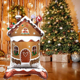 1pc Gingerbread House Balloon, Aluminum Foil, Stand-Up Base, Christmas Castle Design, Festive Party Decor, New Year & Christmas Celebration, No Power Required, Home & Kitchen Supplies