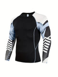 Men's Slim Fit Colour Block Tee - Comfy, Breathable, High Stretch, Quick Dry, Long Sleeve, Outdoor Clothing for Active Men