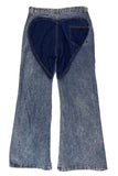 hulianfu - Navy Blue Street Solid Hollowed Out High Waist Straight Denim Jeans