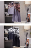Two Piece Dress Fashion Two Piece Set For Women Autumn New Leopard Printed Stretch Miyake Pleated Tops And A-Line Big Swing Long Skirt Suit