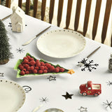 1pc, Polyester Tablecloth, Merry Christmas Table Cover, Buffalo Plaid Christmas Tree Pattern Table Cover, Christmas Atmospheric Table Decor, Holiday Desktop Decoration Fabric Table Cloth, Home Decoration, Christmas Decor, Gift