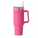 40oz Large Capacity Double-Walled Vacuum Insulated Cup - Premium Stainless Steel Tumbler with Ergonomic Handle, Leak-Proof Straw Lid, and Sweat-Free Design - Perfect for Outdoor Enthusiasts, Commuters, and Adventurers on-the-go!