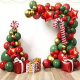 Christmas Balloons Garland Arch Kit - Red Green Gold Confetti Balloons With Candy Mylar Balloons For Christmas Holiday Candy Theme Baby Shower Birthday Xmas Party