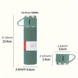 Stainless Steel Vacuum Flask Set with 3 Lids - 16.9oz Insulated Thermal Mug for Coffee, Hot & Cold Drinks - Perfect Gift for Christmas, Weddings, Business