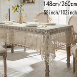 1pc Beige Linen Cotton Blend Crochet Tablecloth with Tassel - Tablecloths - Rustic American Pastoral Style Decor for Picnic, Holiday Party, and Home - Easy Care and Durable
