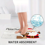 Santa Claus Christmas Bathroom Rug Set - 3pcs Polyester Blend Knit Fabric Bath Mats with Geometric Pattern, Washable, Non-Slip Rubber Backing, 100gsm Weight, Oblong Shape